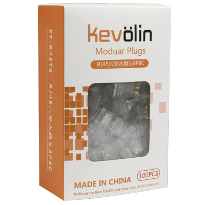 柯菲林(kevolin)FT-R45T6 RJ45六类水晶头8P8C (100颗/盒)