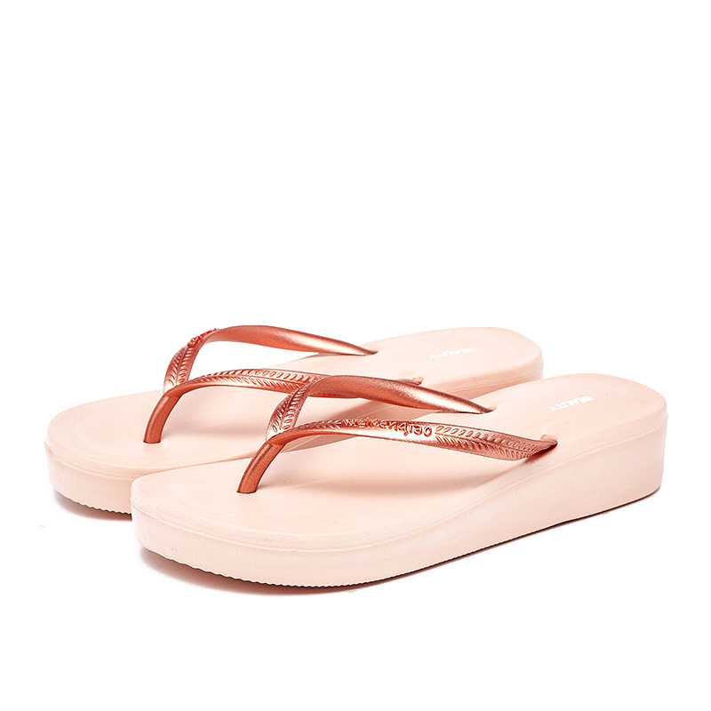 美人桥拖鞋女士夏季轻便舒适透气厚底平跟柔软人简约时尚人字拖鞋910