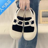 SUNTEK2023年春季新款小众设计厚底懒人帆布鞋一脚蹬女增高百搭小白鞋女
