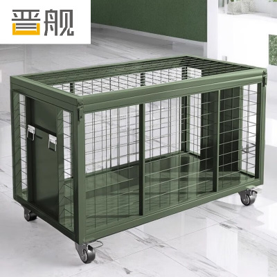 晋舰金属移动网箱仓储笼应急物资周转箱野营装备箱带网带轮子1500*750*1000mm(带拉手)