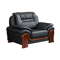 晋舰 办公沙发会客区皮沙发办公室中式商务沙发组合 头层黑牛皮单人位
