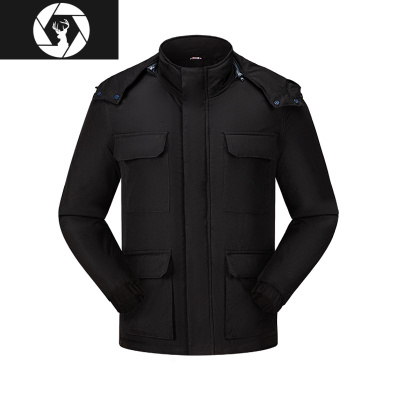 HongZun冬季工作服棉衣男加厚工程棉袄劳保棉服黑色定制保暖大衣防寒工装棉衣