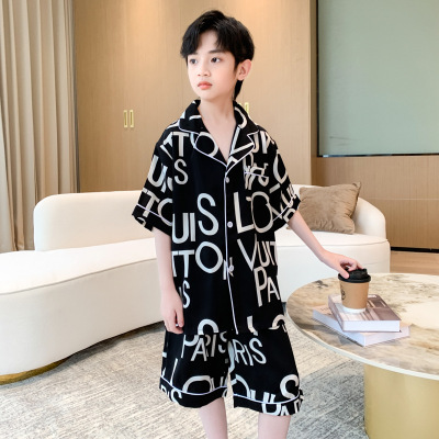 男童夏装套装2026新款冰丝睡衣家居服中大童男孩薄款空调服两件套