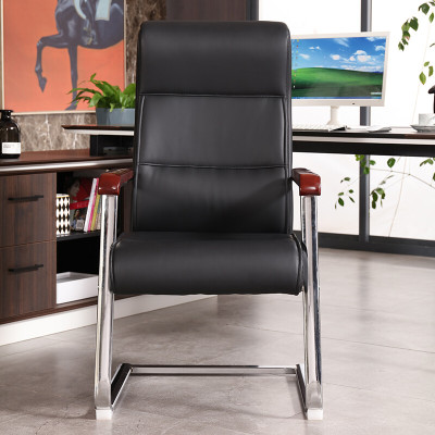 域赢办公椅电脑椅职员会议椅家用弓形椅休闲老板椅子黑色皮椅人体工学靠背椅