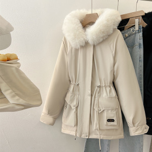 加绒加厚大码派克服女可拆卸毛领外穿洋气宽松棉服冬季棉衣外套潮