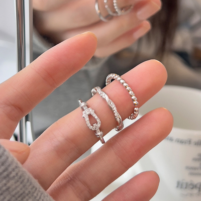 s925纯银马蹄戒指女日常个性简约叠戴时尚小众设计感礼物指环送女朋友老婆情人节七夕生日礼物