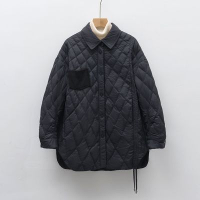 纯色简约秋冬新款时尚休闲翻领纯色抽绳设计羽绒服女_65531