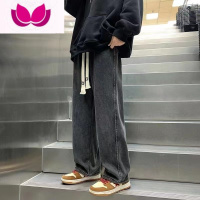 七斓美式高街男士复古牛仔裤春季新款宽松直筒百搭潮流阔腿休闲长裤子