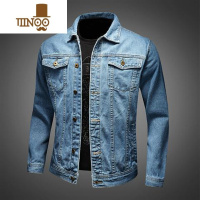YANXU浅色牛仔外套男秋季新款韩版潮流男士修身长袖上衣休闲工装夹克褂