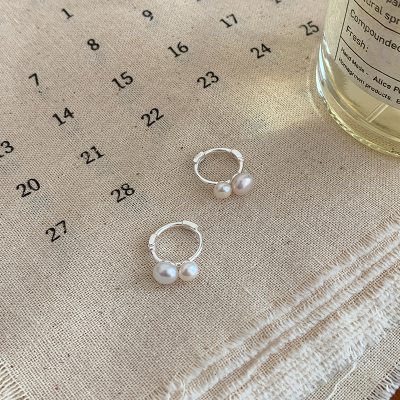 纯银天然珍珠耳扣轻奢高级感气质大气法式温柔耳环女2025新款送女朋友老婆情人节七夕生日礼物