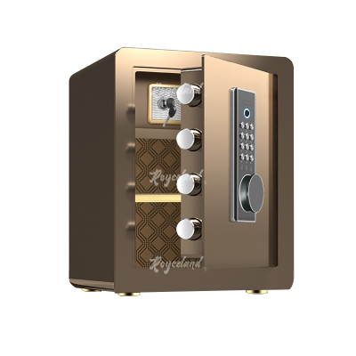 洛诗莲LSL40618098小型保险柜密码保险箱全钢防盗保管箱 45cm咖色指纹密码款