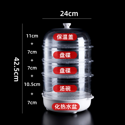 敬平(JING PING)苍蝇罩保温菜罩饭菜罩家用防苍蝇盖大号超大多层特大多功能餐桌罩 1热水盆+1高款+2矮款+1饭罩