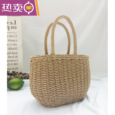 NEWLAKE藤编包草编包女夏法式包包2021新款潮手提菜篮子沙滩编织包包海边手提包