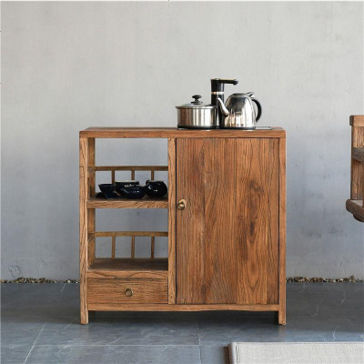 全实木茶水柜饮水机水桶柜老榆木榫卯烧水台办公室禅意家具餐边柜