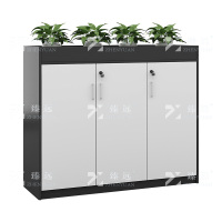 臻远ZY5011016花槽柜办公室矮柜墙边柜 三门柜 柜体灰色门板白色 1200*300*800