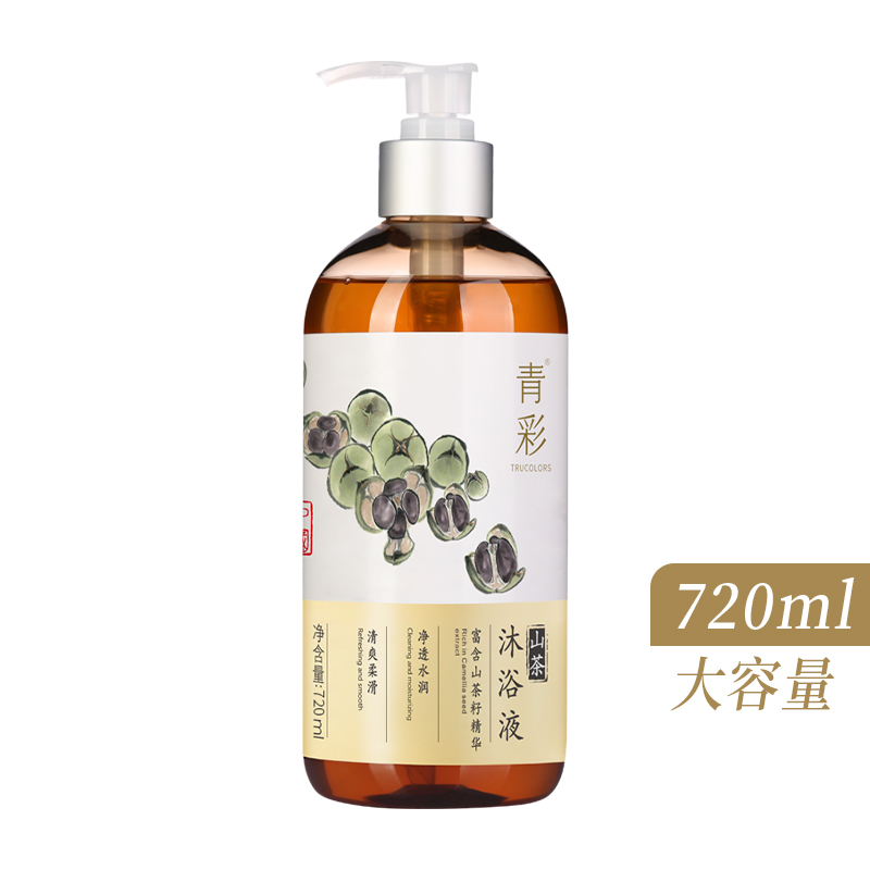 青彩山茶720ml沐浴液 弱酸性沐浴露清洁配方滋润嫩滑家庭装大容量