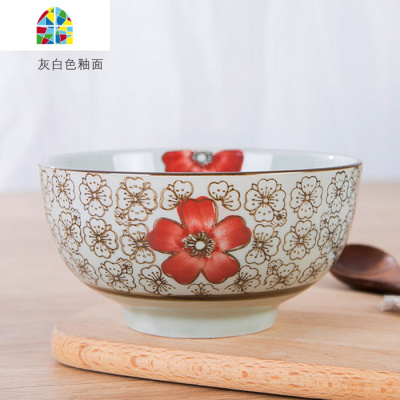 日式6/7/7.5英寸大碗汤碗 面碗家用陶瓷大号面条碗创意拉面碗商用 FENGHOU 7英寸面碗吉祥花