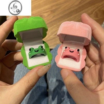 JiMi一起孤寡青蛙戒指可爱简约礼盒卡通指环闺蜜情侣学生礼物饰品