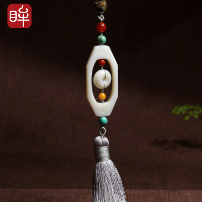 印象眸和田玉汽车挂件手工编织时光如梭车载挂件饰品附送证书车挂