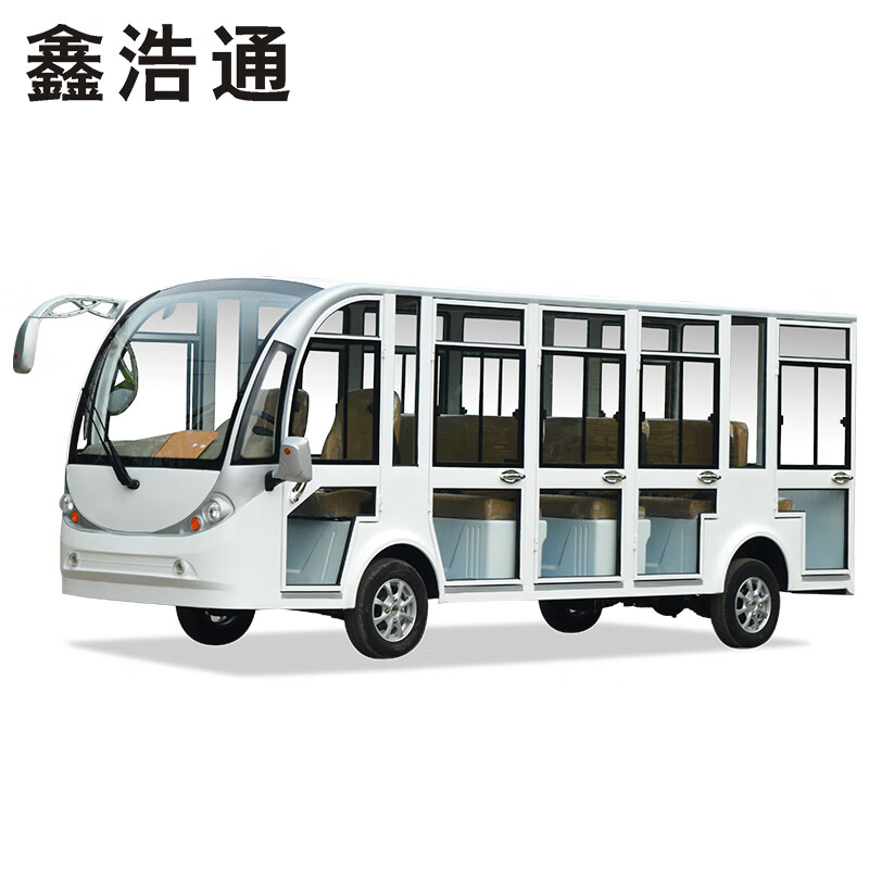 鑫浩通观光车四轮电动班车营院学校工厂摆渡车五排14座看房车封闭式