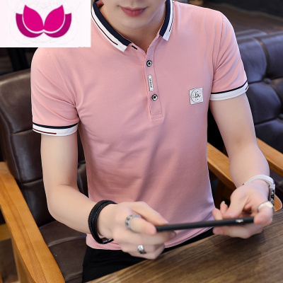 七斓夏季男士短袖t恤有领polo衫男潮流半袖衬衫领体 恤男装带领夏装