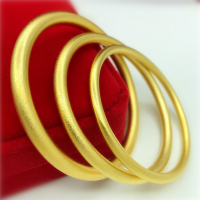 日韩风格沙金手镯女镀金仿黄金闭口实心加粗哑光镯子 日韩风格手镯 镀金仿黄金手镯送女朋友老婆情人节七夕生日礼物