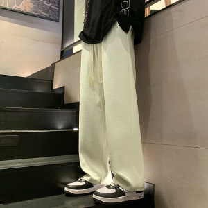 男装秋冬新款男士休闲裤韩版潮牌纯色阔腿裤宽松直筒长裤子男
