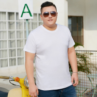 SUNTEK棉短袖男色白色T恤圆领宽松大码加肥加大胖子男装半袖打底衫T恤