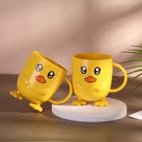 儿童刷牙杯创意卡通可爱宝宝牙缸家用小鸭洗漱口杯牙刷杯子防摔 三维工匠洗漱杯