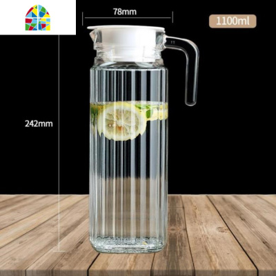 条纹玻璃水壶扎胡开水瓶家用饭店耐热装水水具柠檬凉水杯鸭嘴壶茶 FENGHOU 八角1.1L送0.5L小八角凉水壶
