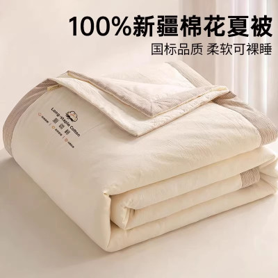 夏季A类新疆棉花夏被纯棉全棉夏凉被宿舍单人可机洗空调被薄被子