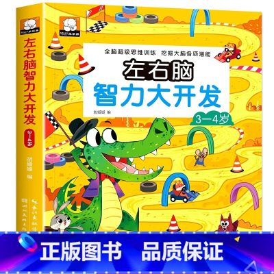 左右脑智力大开发3~4岁 [正版]全脑开发700题1000题2-3岁儿童早教书幼儿园宝宝小班数学思维逻辑训练专注力训练书