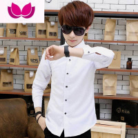 七斓夏季薄款格子衬衫男长袖青少年潮流衬衣男士保暖韩版修身帅气外套