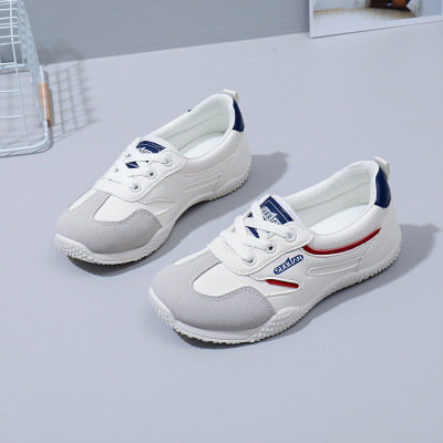 秋季新款透气ins潮韩版皮面鞋女学生街拍跑步运动休闲鞋