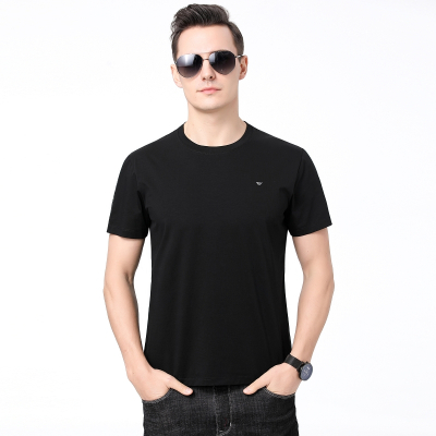 罗曼阿玛尼男士短袖上衣官方旗舰店2021夏季新品圆领纯棉宽松百搭舒适纯色T恤大码男装705