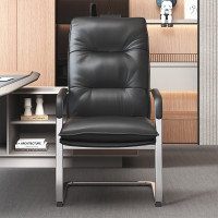 域赢家用弓形会议椅办公椅子培训室黑色皮椅 弓架椅