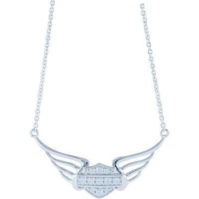 Harley Davidson女款镶水晶翅膀项链 时尚闪耀个性饰品