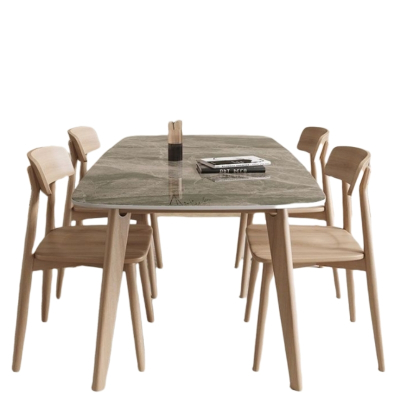 白寅 BY-SMYB-004 实木岩板餐桌椅组合1.4米 6把餐椅 意大利灰(单位:套)