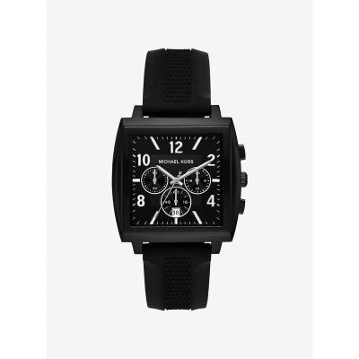 Michael Kors迈克科尔斯手表男石英大尺寸表盘黑色表壳硅胶表带
