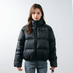 新款冬季小个子纯色面包服加厚羽绒服女保暖白鸭绒外套