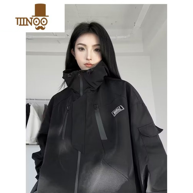 YANXU美式冲锋衣外套男女ins潮牌款感痞帅炸街工装机能风夹克