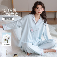 100%全棉睡衣女纯棉秋季款可爱卡通风少女长袖长裤女士家居服套装_643