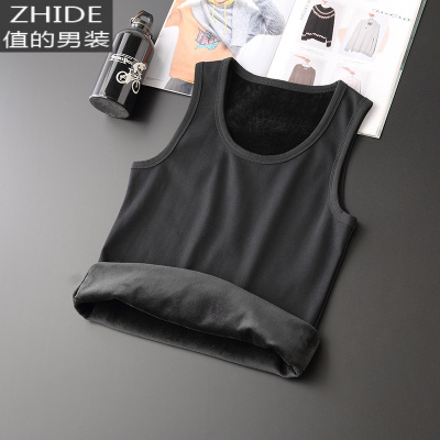 SUNTEK加绒加厚无袖保暖背心男修身坎肩紧身内搭打底衫T恤内衣上衣马甲I马甲/背心