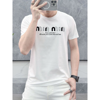 夏季新款短袖T恤男打底衫立体字母时尚修身丝光棉圆领半袖上衣潮i