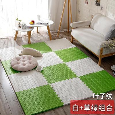 泡沫地垫家用隔音海绵铺地板垫子拼接爬爬卧室儿童爬行垫拼图防 白+草绿 60*60*2.4cm叶子纹[4片]升级加厚送边条