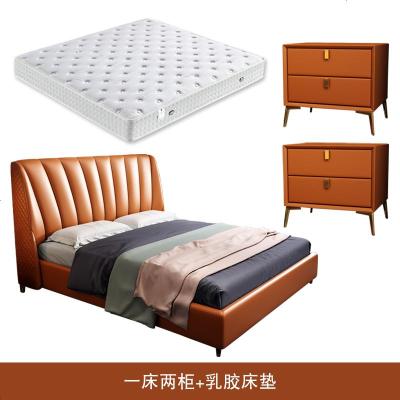 港式轻奢网红真皮床1.8米双人床主卧大床现代简约意式实木床婚床