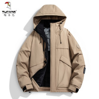 啄木鸟冲锋衣秋冬季石墨烯棉衣男加绒加厚保暖夹棉衣防寒休闲外套