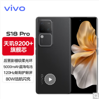 vivo S18 Pro 玄黑 16GB+512GB 5G 天玑9200+旗舰芯 前后5000万像素 120Hz曲面护眼屏 80W闪充 拍照游戏学生手机