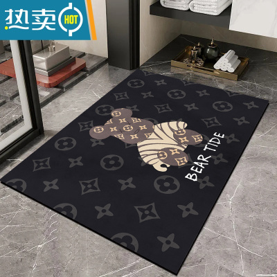 敬平硅藻泥踩脚垫浴室吸水防滑垫潮牌厕所耐脏门垫地毯卫生间速干垫子