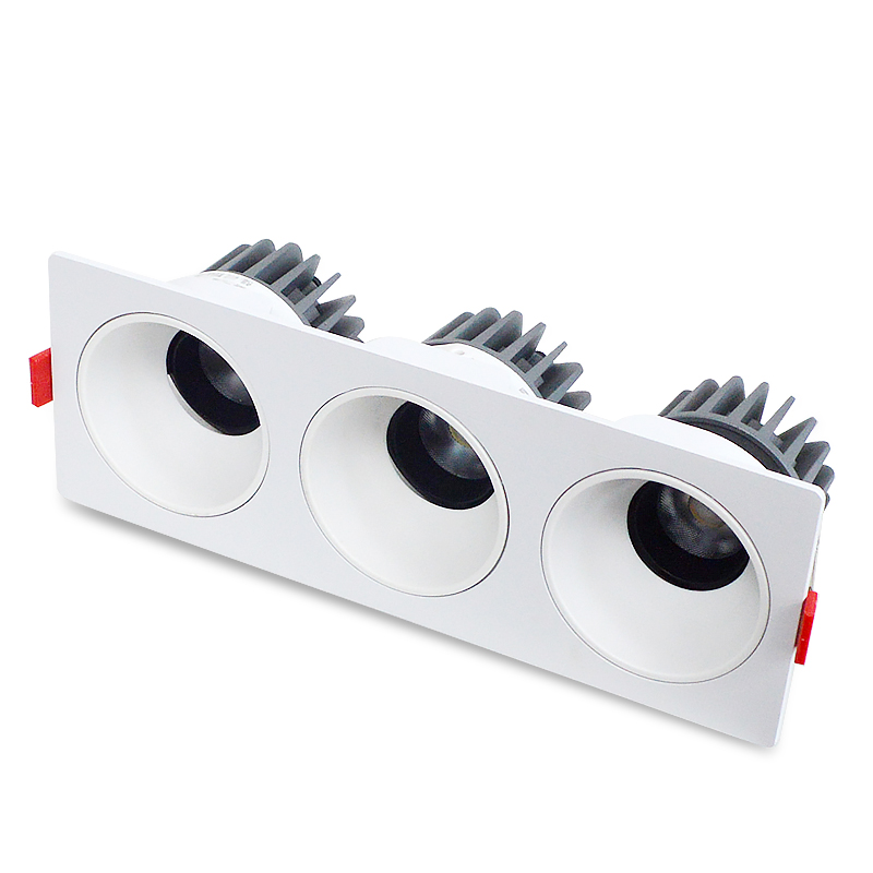 LED射灯 防眩光 嵌入式 白架+白杯-三头12W*3白光